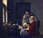 Johannes Vermeer Girl interrupted at her music. oil painting reproduction